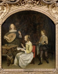 Koncert: zpěvák a hráč Theorbo od Gerard ter Borch
